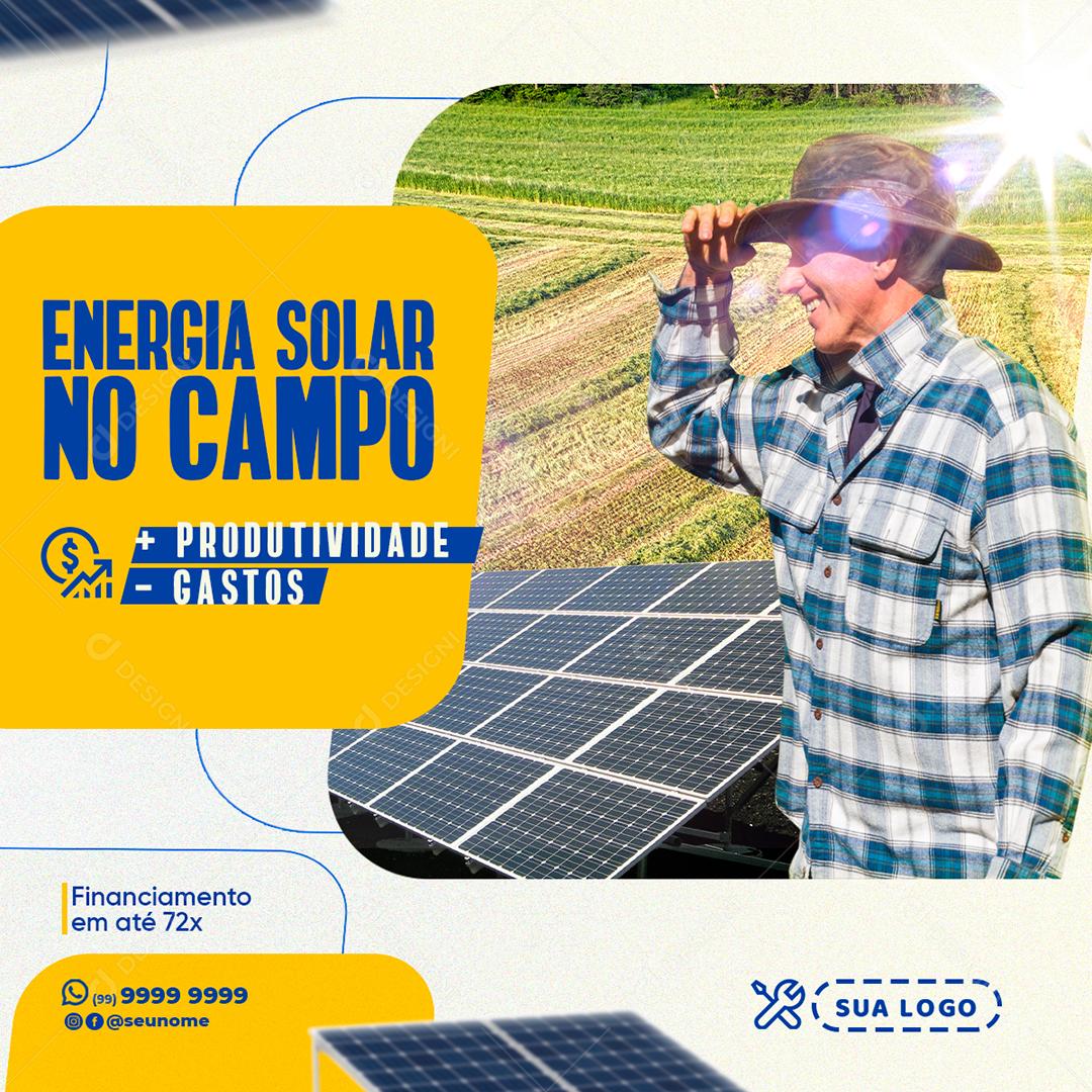 Social Media Energia Solar no Campo PSD Editável