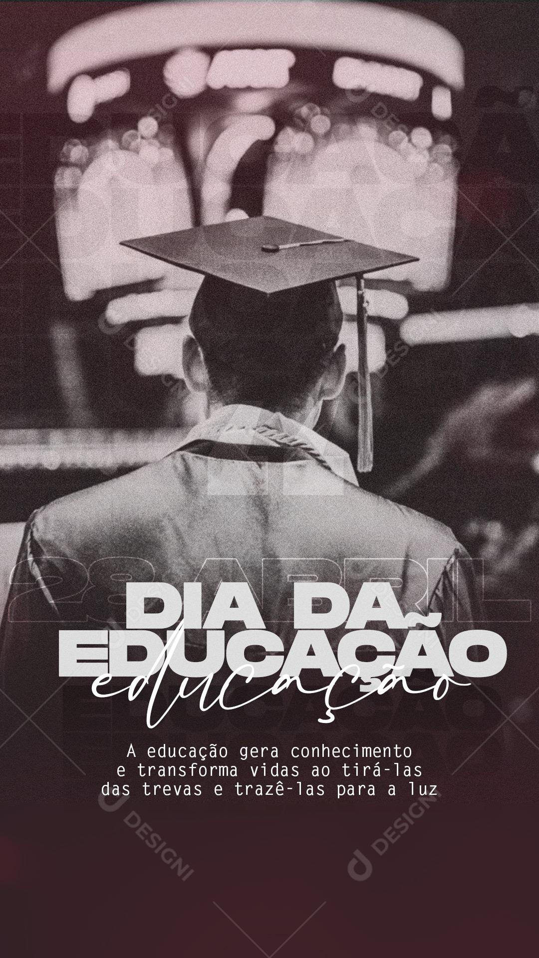 Stories Gera Conhecimento e Tranformar Dia da Educação Social Media PSD Editável