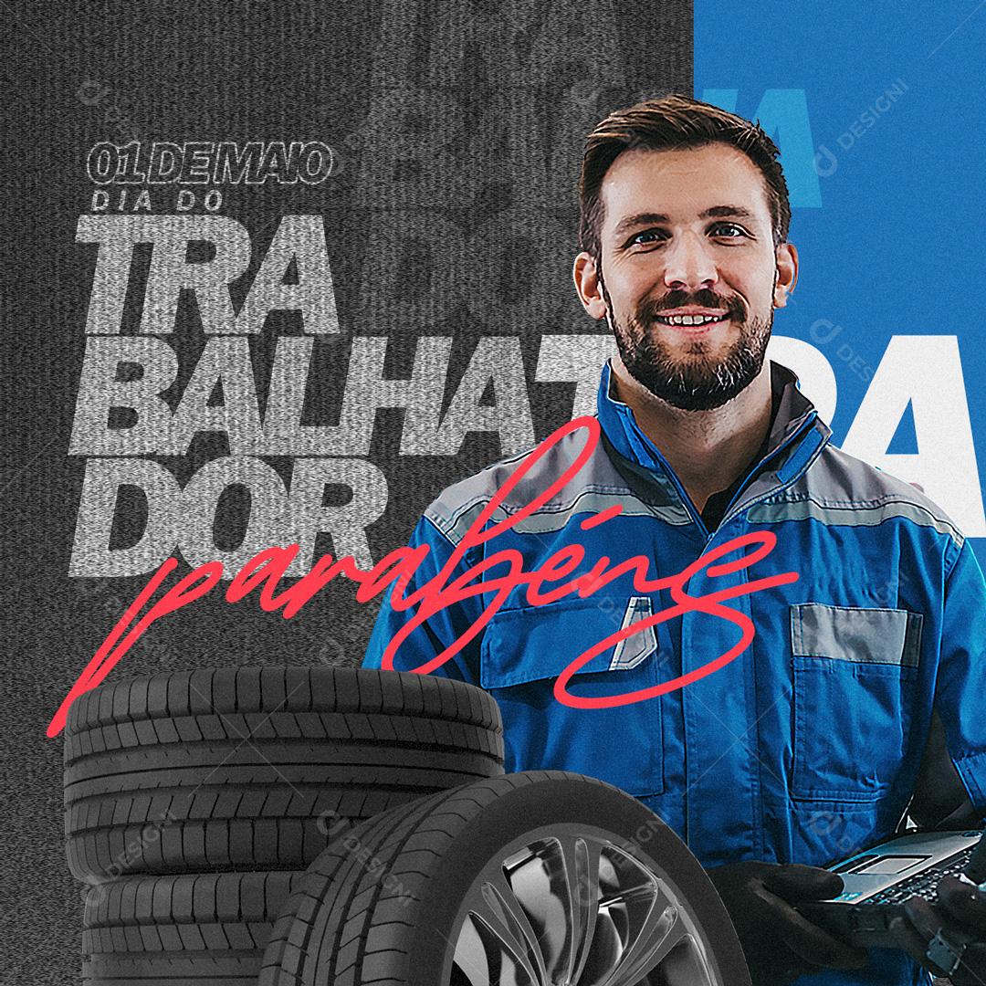 Social Media Dia do Trabalhador Parabéns 1 de Maio PSD Editável