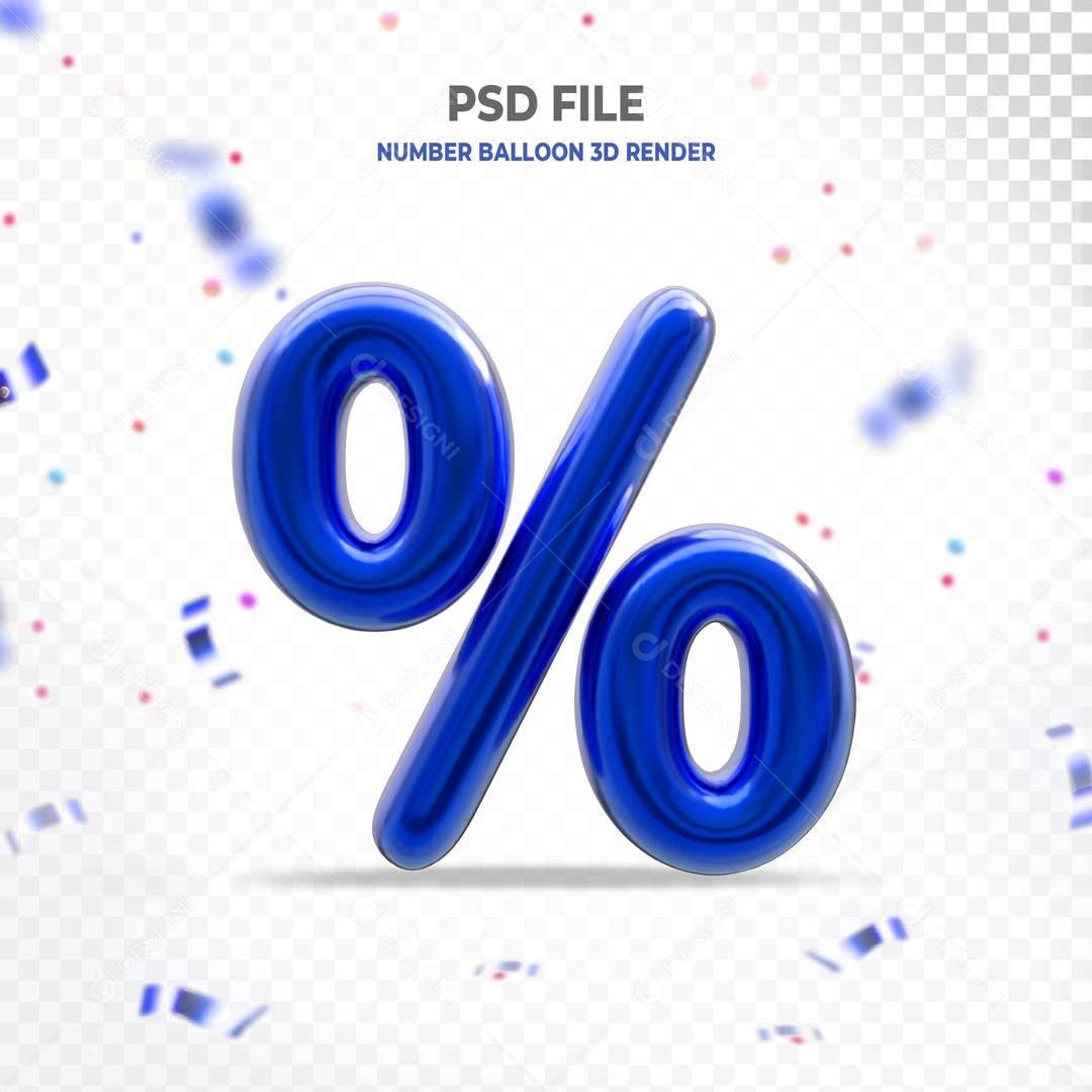 Porcentagem Azul 3D Para Composição PSD