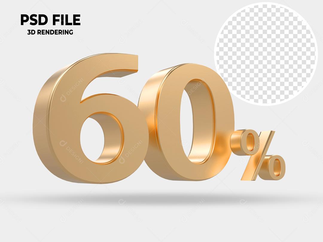 Número 3D 60% Para Composição PSD