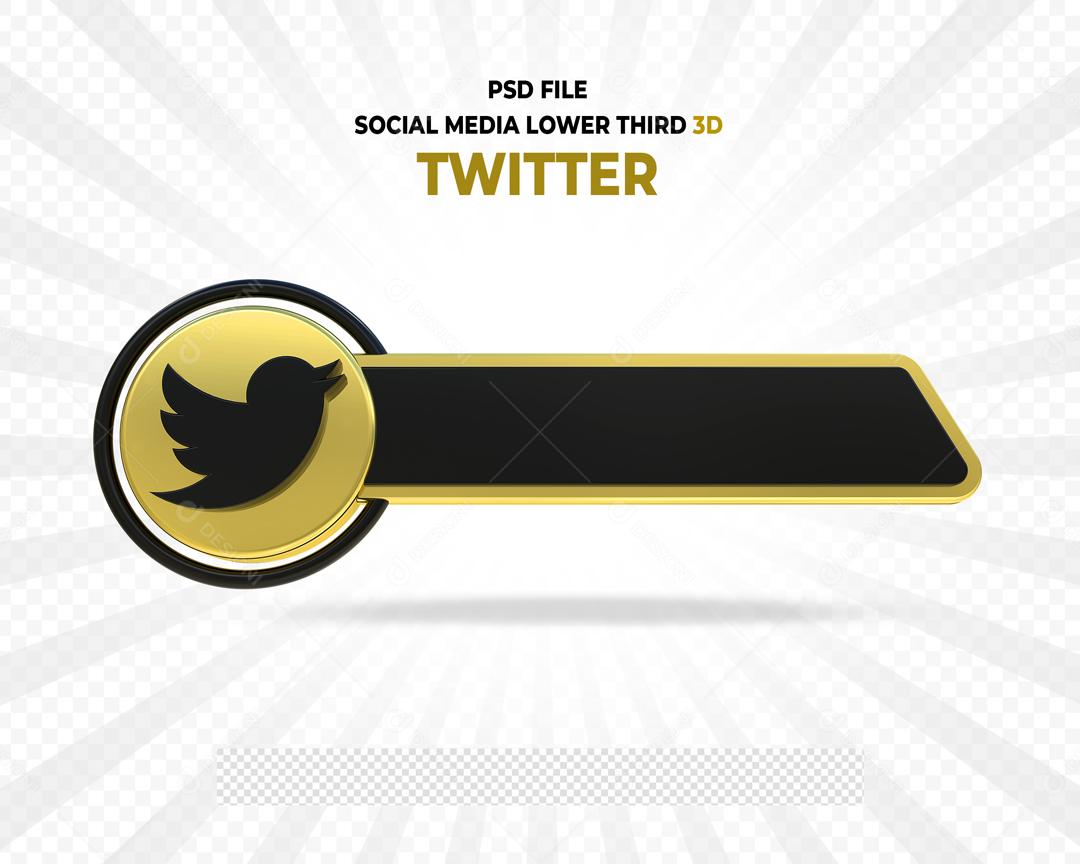 Tag do Twitter 3D Elemento Para Composição PSD
