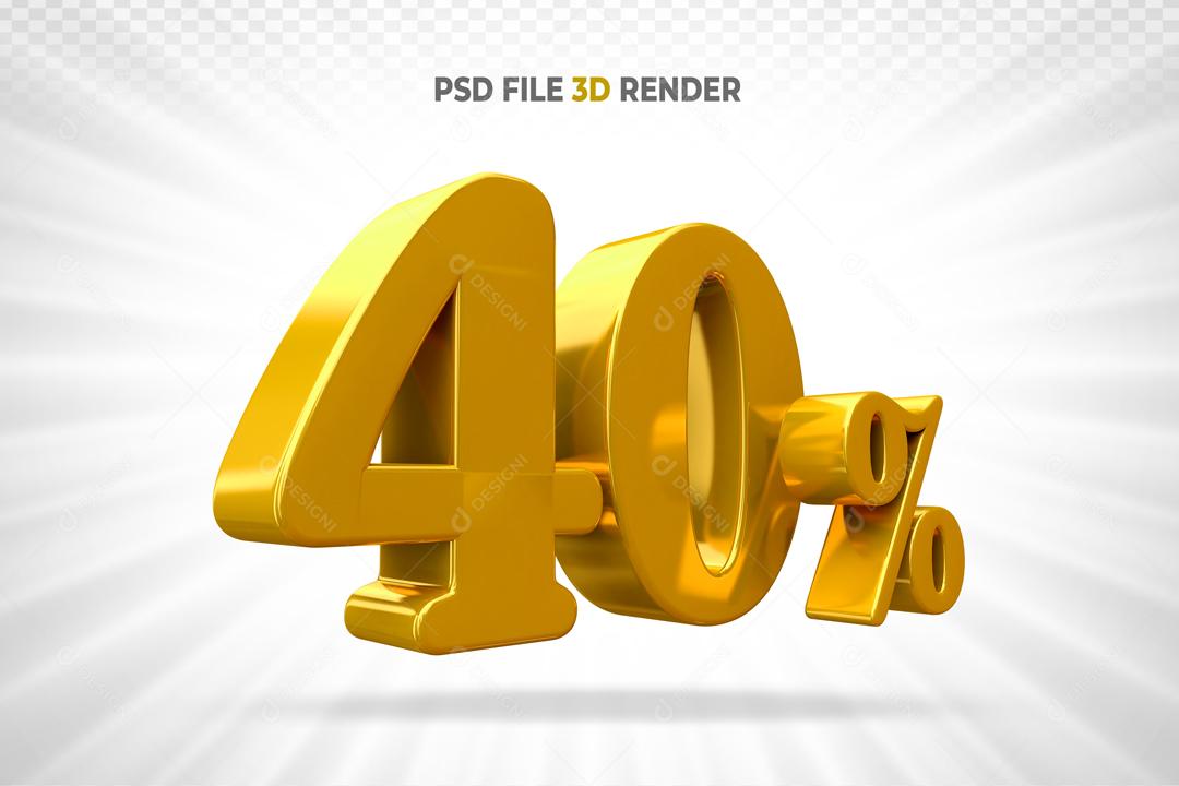 Número 3D 40% Dourado Para Composição PSD