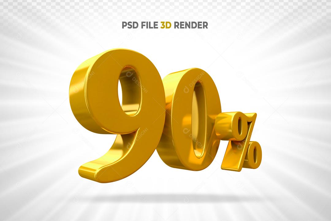 Número 3D 90% Dourado Para Composição PSD