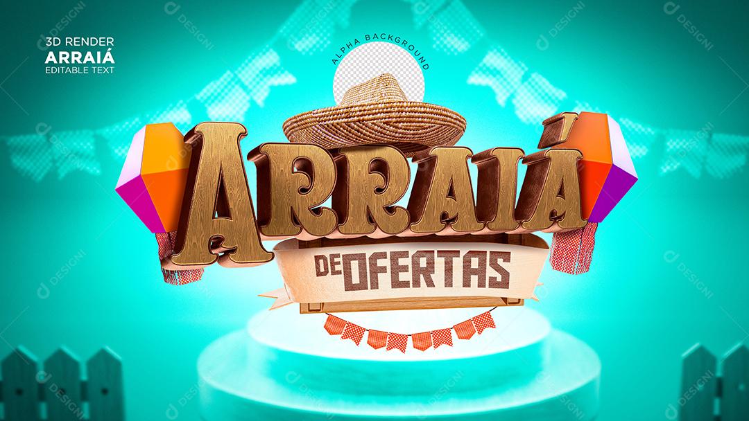 Selo 3D Arraiá de Ofertas para Composição PSD