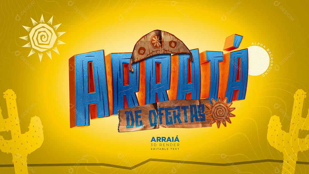 Selo 3D Arraiá de Ofertas para Composição PSD