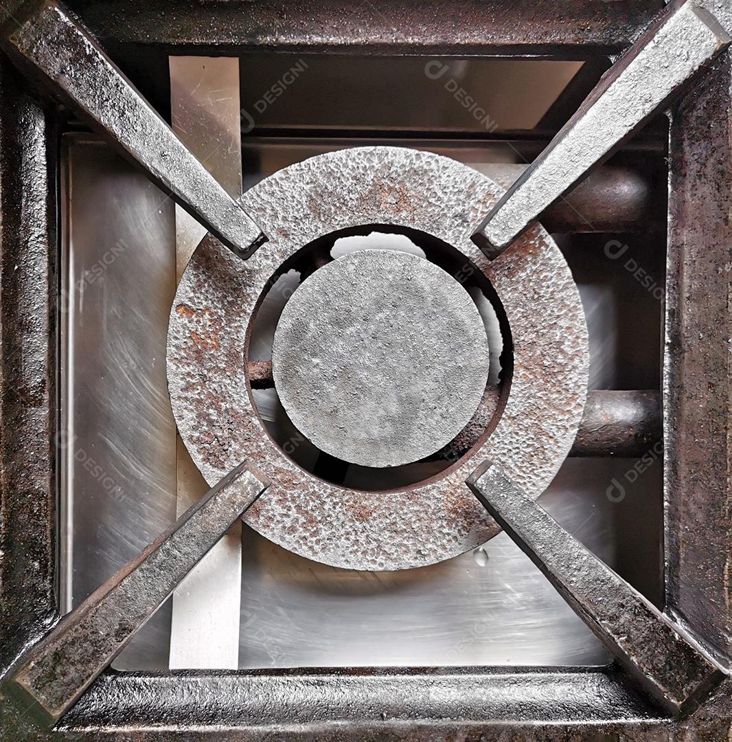 Vista superior do fogão industrial..