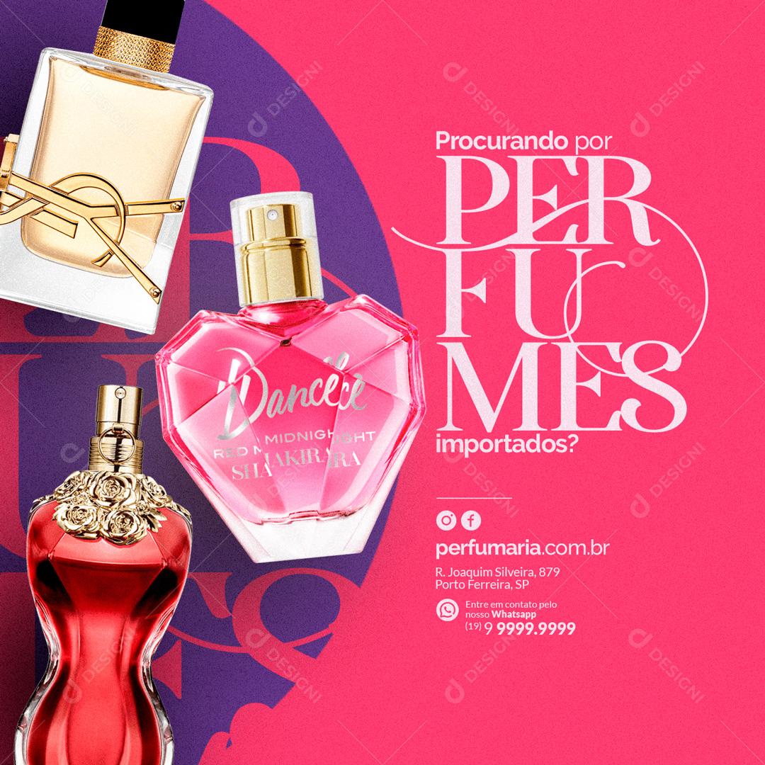 Social Media Procurando por Perfumes Importados Perfumaria PSD Editável