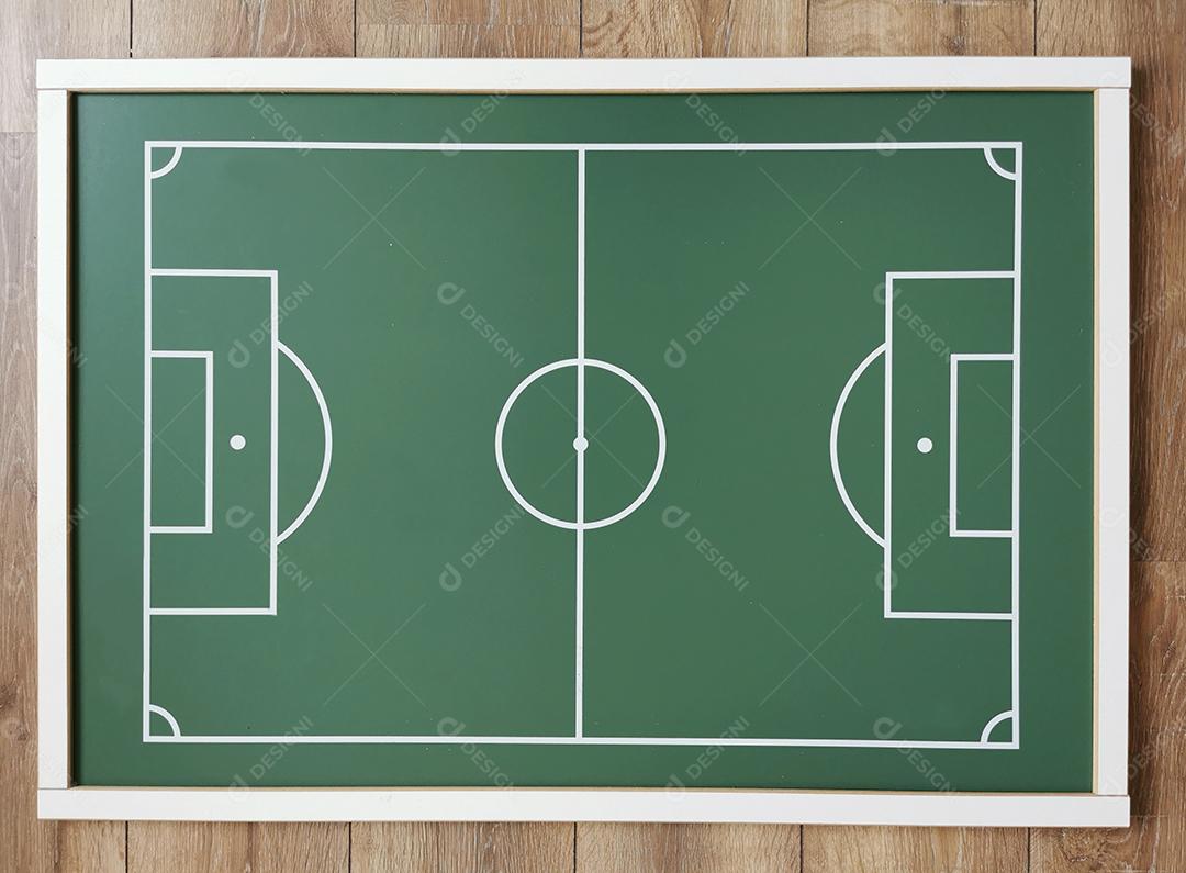 Vista superior do brinquedo de campo de futebol de botão brasileiro..