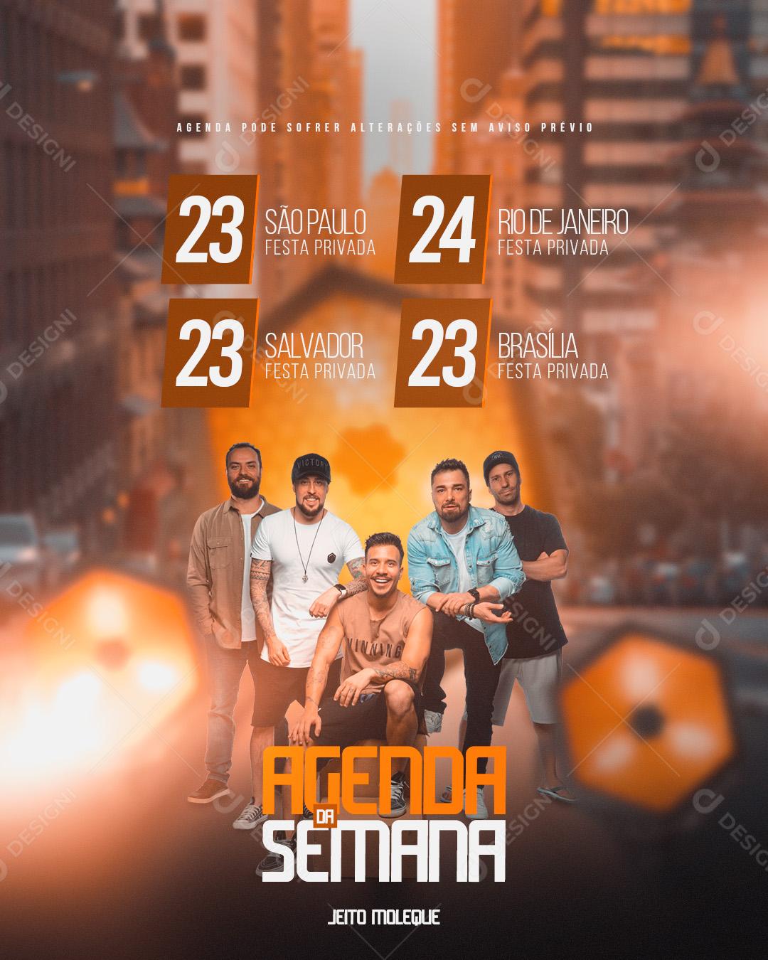 Flyer Agenda Semana Jeito Moleque Social Media PSD Editável