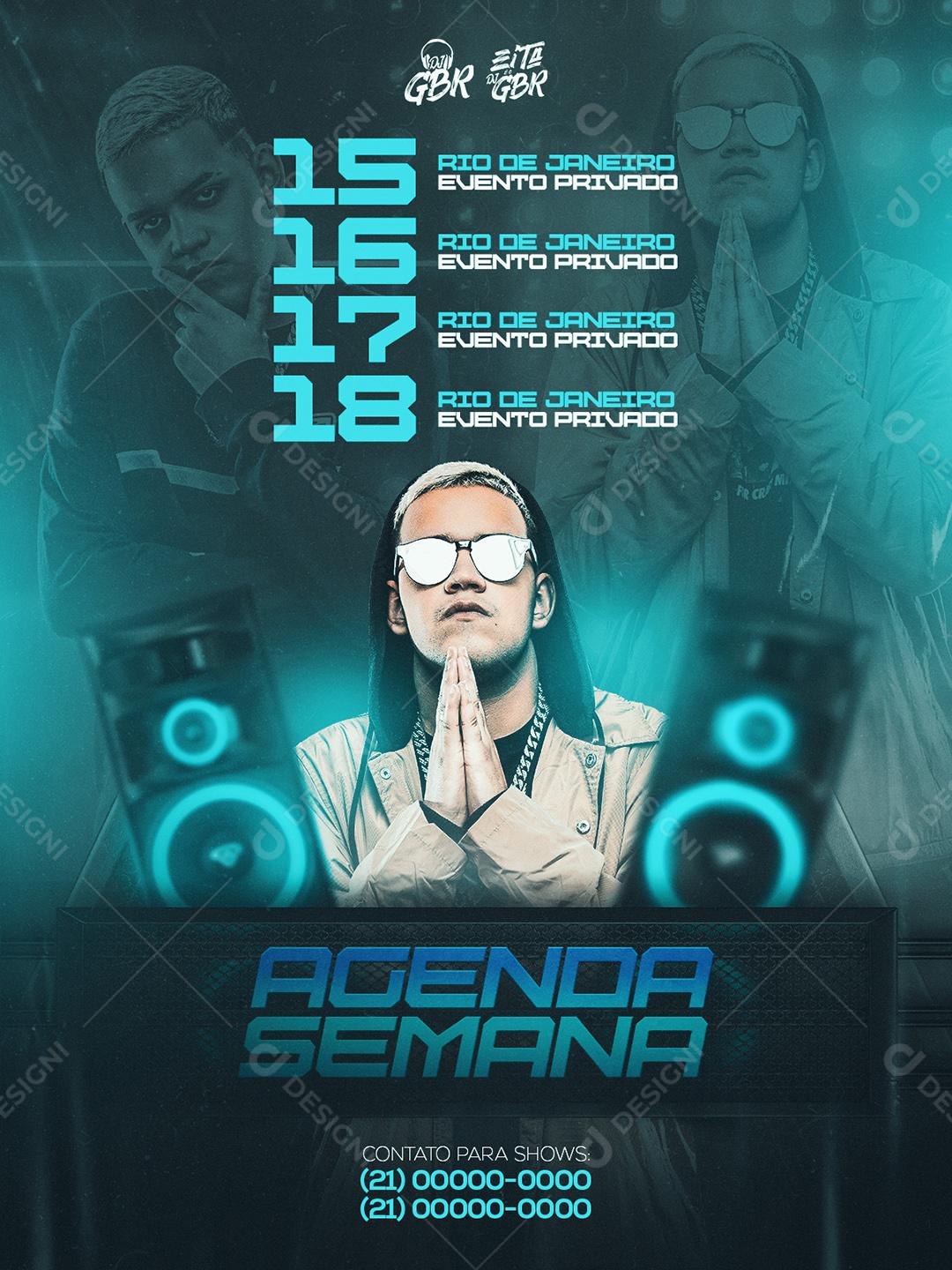 Flyer Agenda Semanal Dj Gbr Social Media PSD Editável