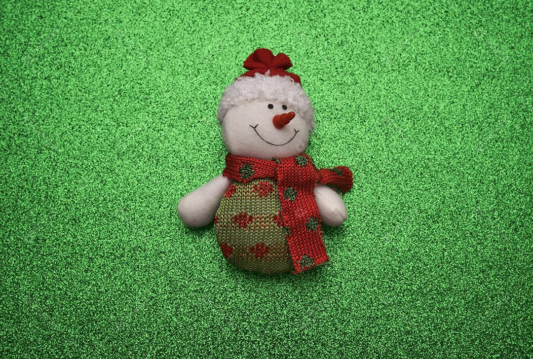 Fundo de Natal e vista superior do boneco de neve