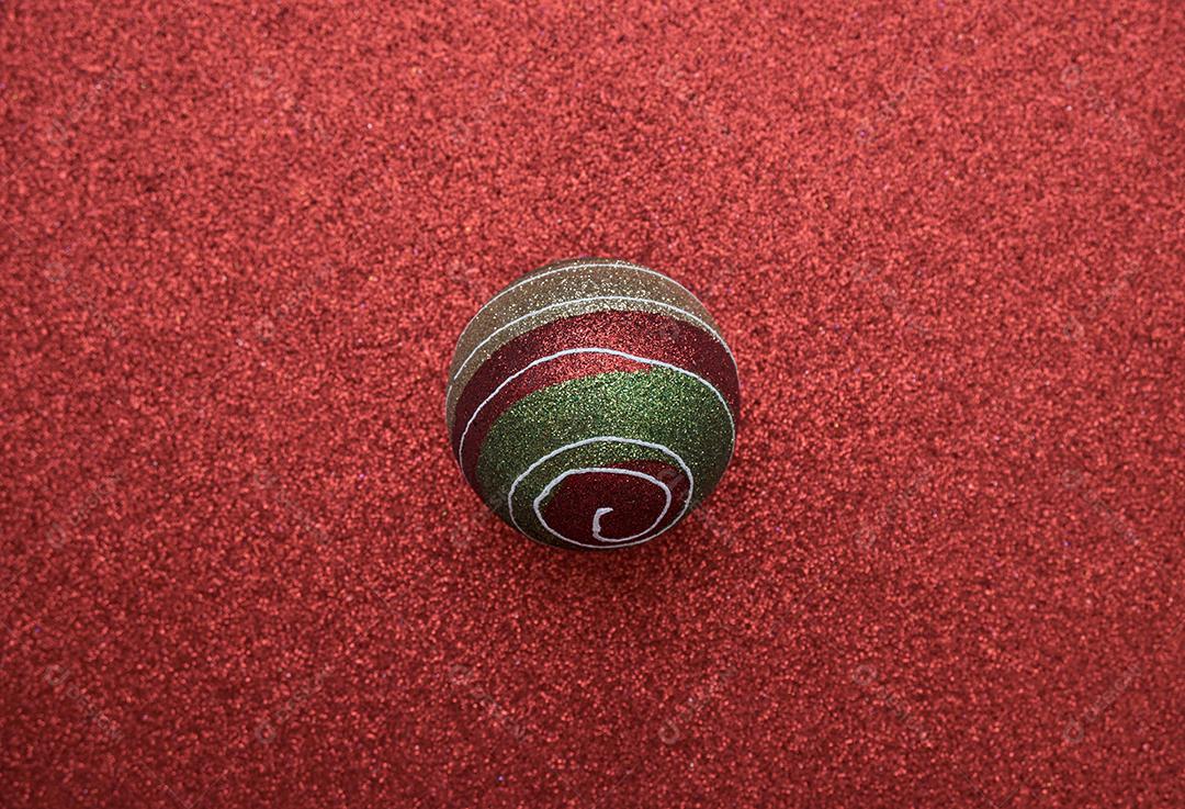 Bola de natal e vista superior de fundo