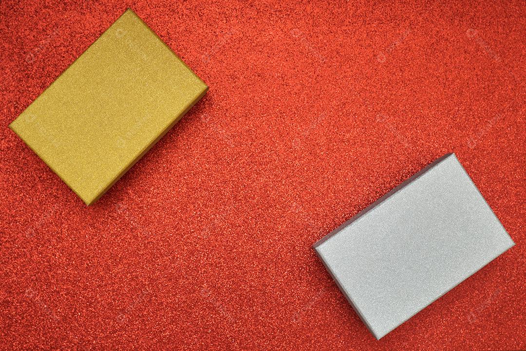 Vista superior da caixa de presente de Natal