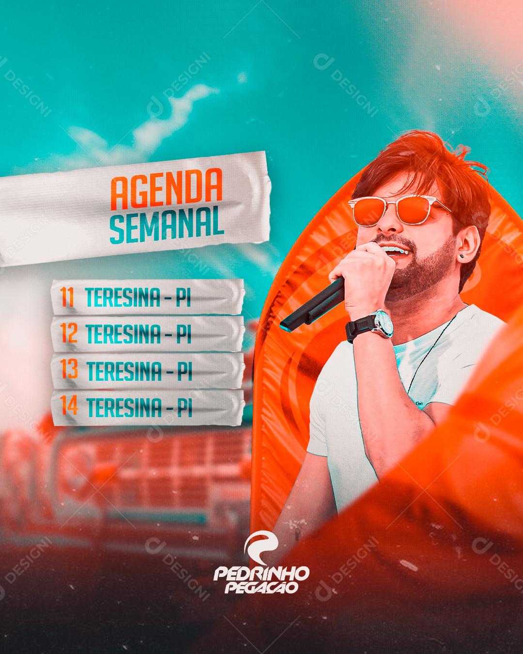Flyer Show Eventos Agenda Semanal Pedrinho Pegação Social Media Editável