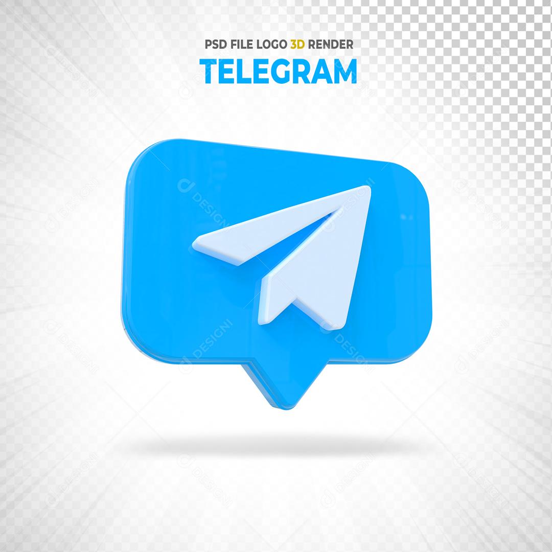 Telegram 3D Elemento Para Composição PSD