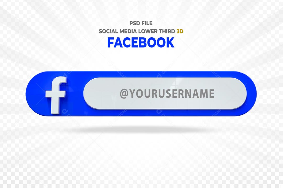 Placa 3D Texto Facebook Para Composição PSD