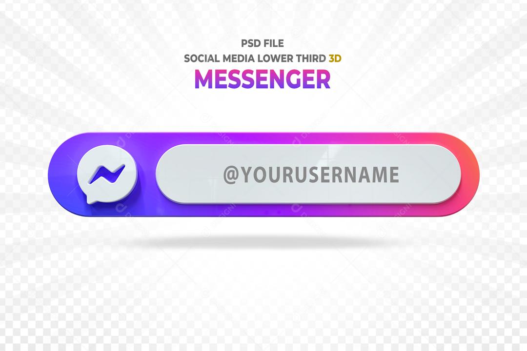 Placa 3D Texto Messenger Para Composição PSD