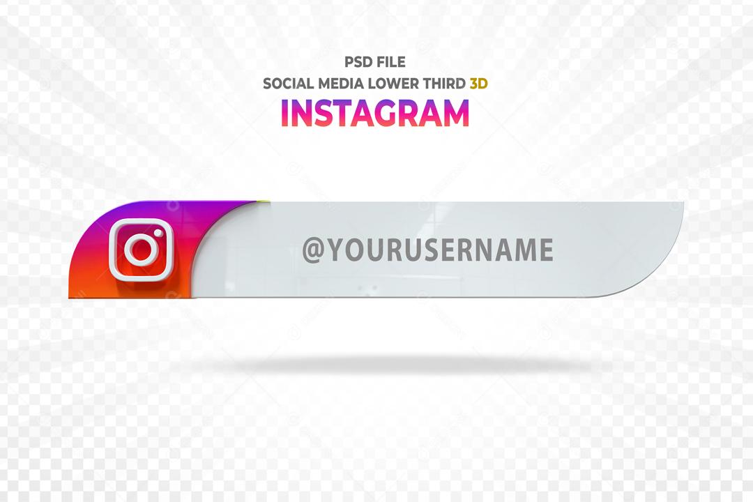 Placa 3D Texto Instagram Para Composição PSD
