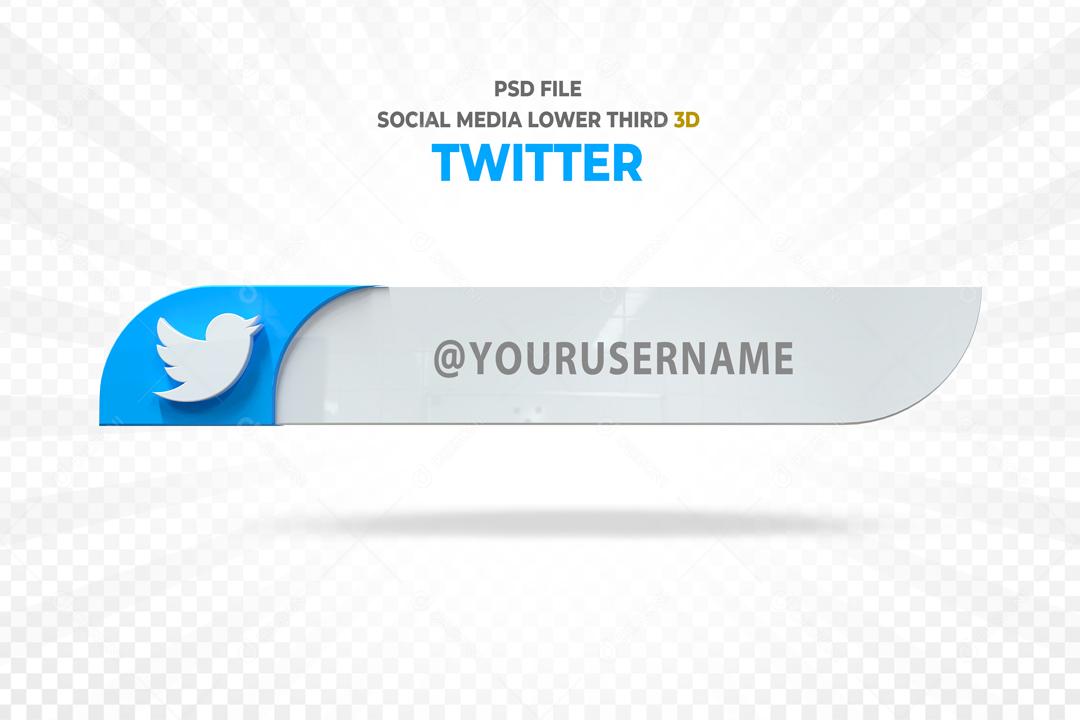 Twitter 3D Placa Elemento Para Composição PSD