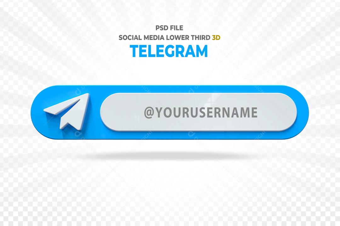 Placa 3D Texto Telegram Para Composição PSD