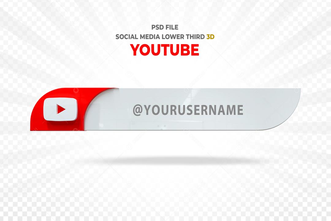 Placa 3D Texto Youtube Para Composição PSD