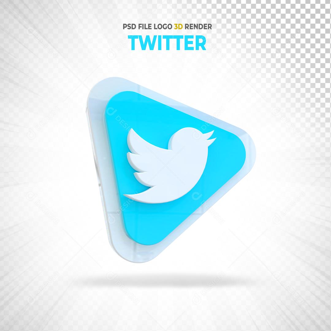 Twitter 3D Elemento Para Composição PSD