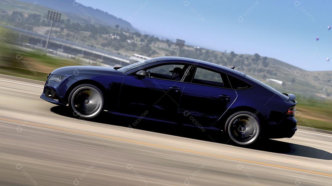 Panning da ilustração 3D Audi RS7, 27 de abril de 2022, São Paulo, Brasil.