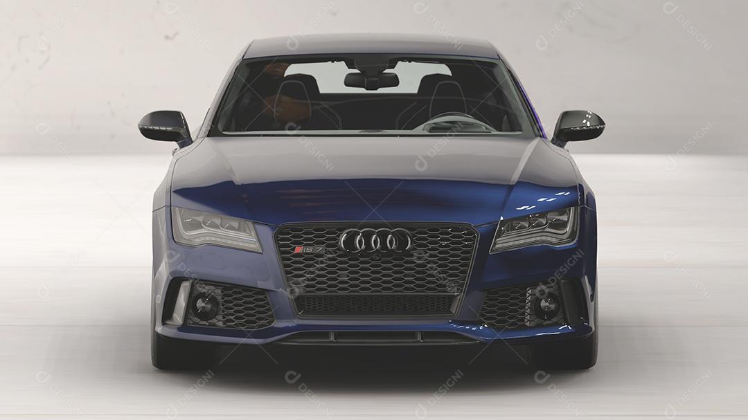 Ilustração azul Audi RS7 3D, 27 de abril de 2022, São Paulo, Brasil.