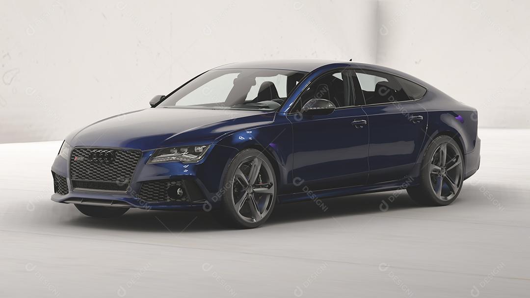 Ilustração azul Audi RS7 3D, 27 de abril de 2022, São Paulo, Brasil.