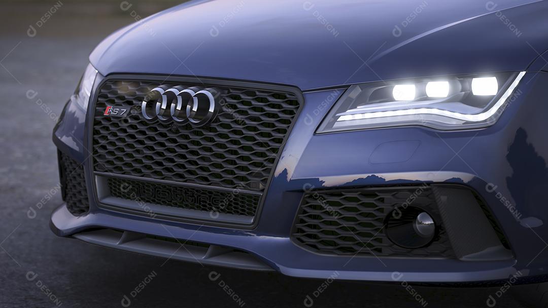 Closeup na ilustração 3D Audi RS7, 27 de abril de 2022, São Paulo, Brasil.