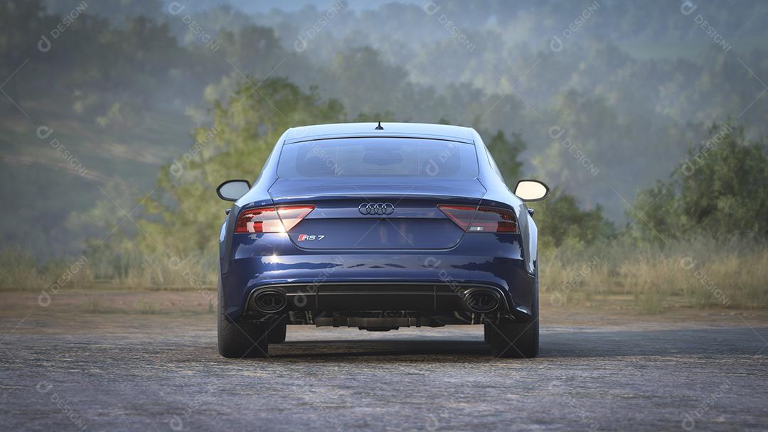 Ilustração azul Audi RS7 3D, 27 de abril de 2022, São Paulo, Brasil.