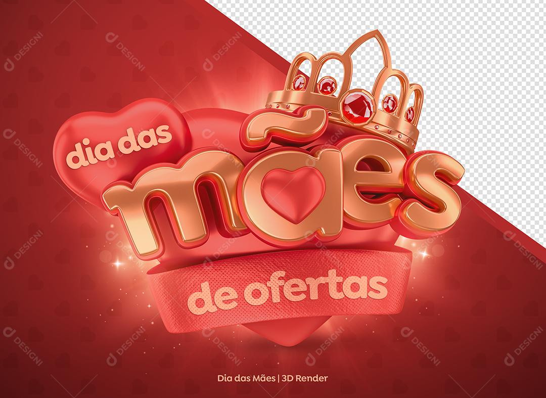 Selo 3D Dia Das Mães de Ofertas Para Composição PSD