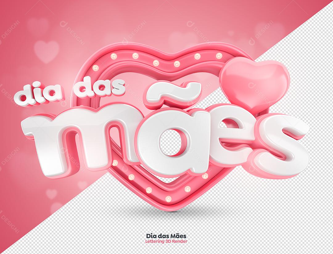 Selo 3D Dia Das Mães Rosa Para Composição PSD