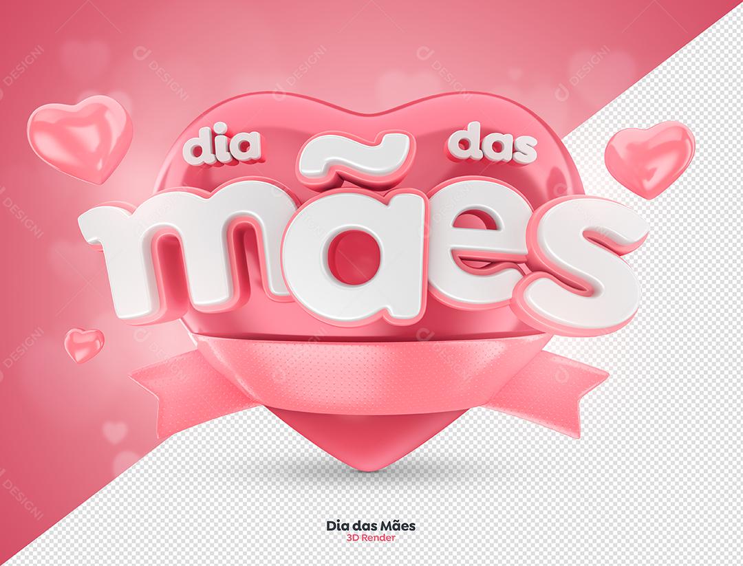 Dia Das Mães Rosa Selo 3D Para Composição PSD