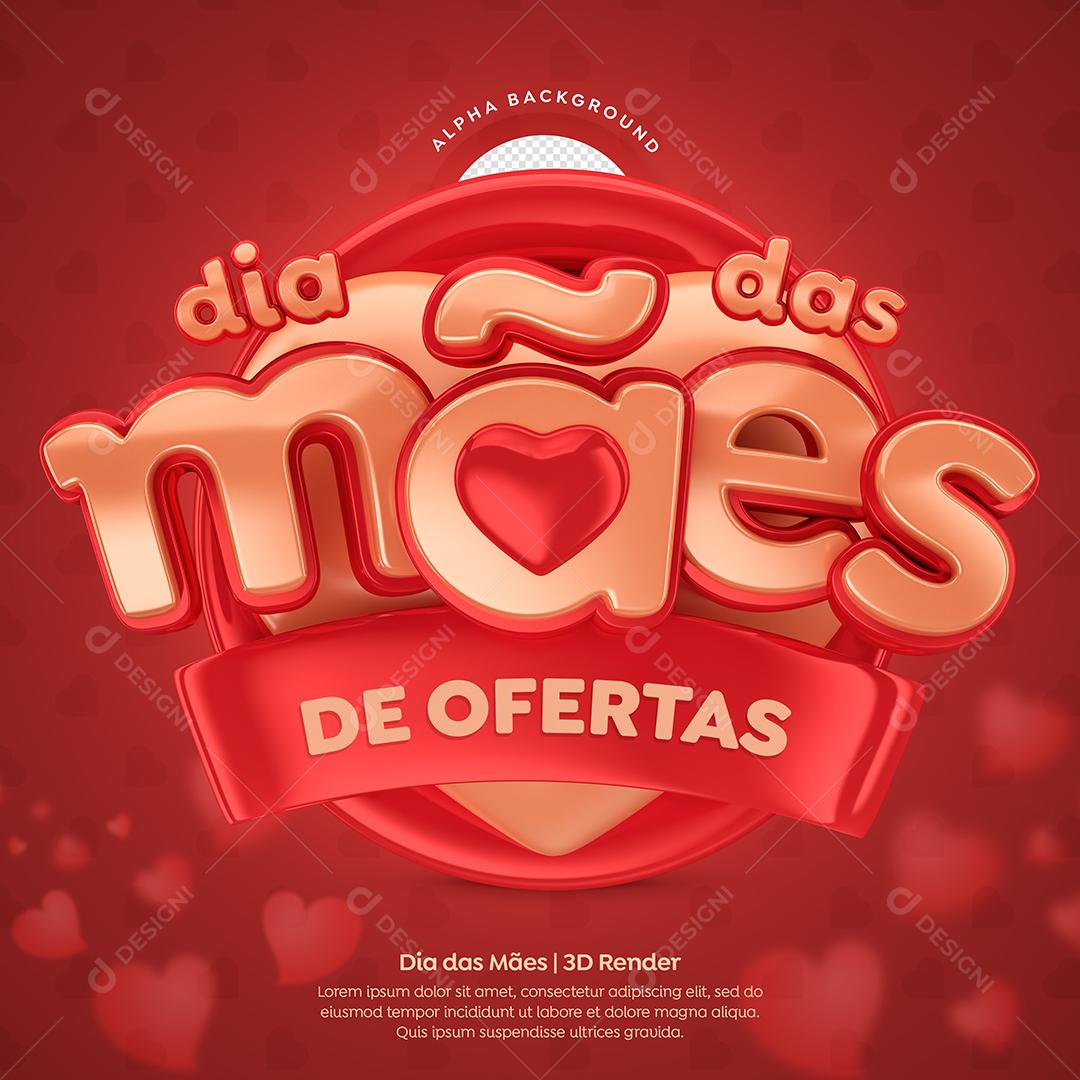 Selo 3D Dia Das Mães de Ofertas Para Composição PSD