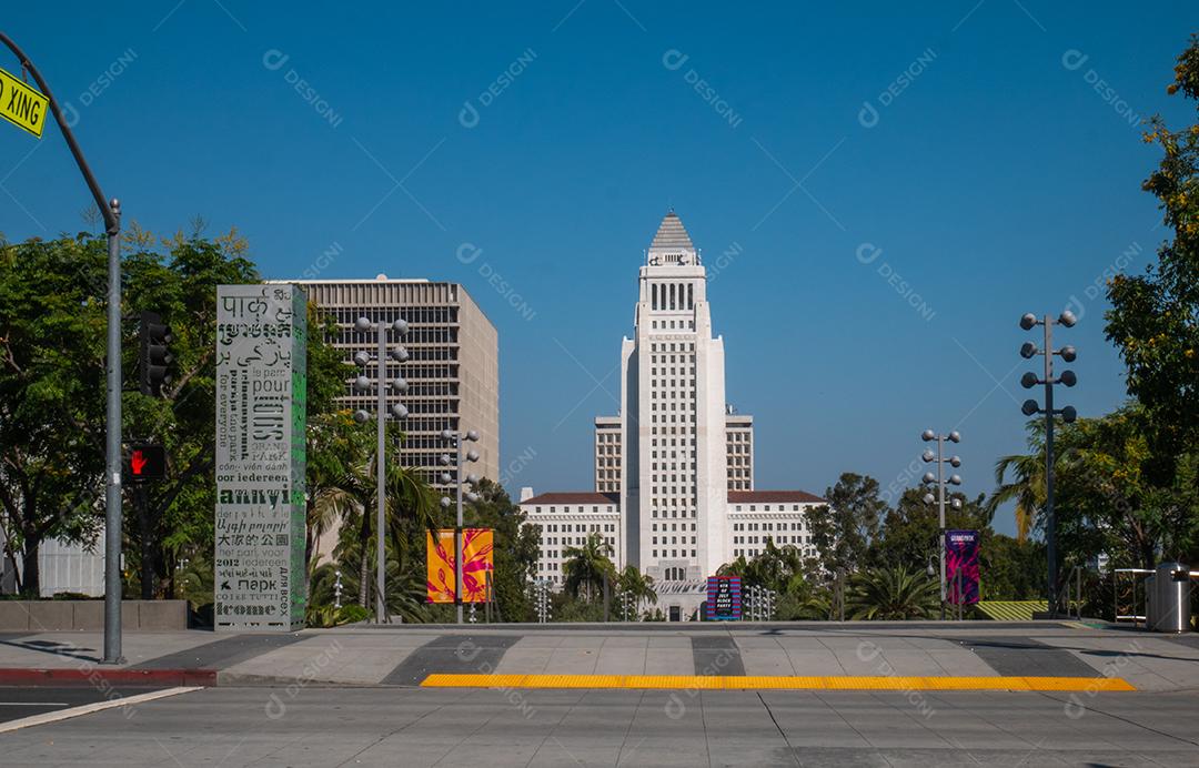 Vista das ruas do centro de Los Angeles.