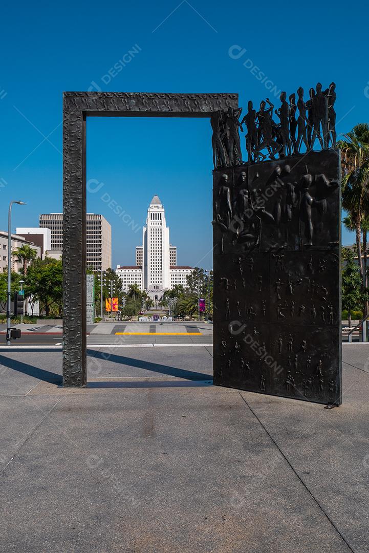 Vista das ruas do centro de Los Angeles.