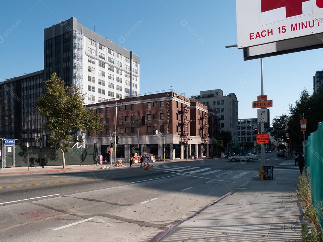 Vista das ruas do centro de Los Angeles