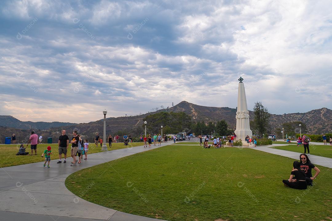 View of the Griffith Observatory garden in the city of Los Angeles in summer.