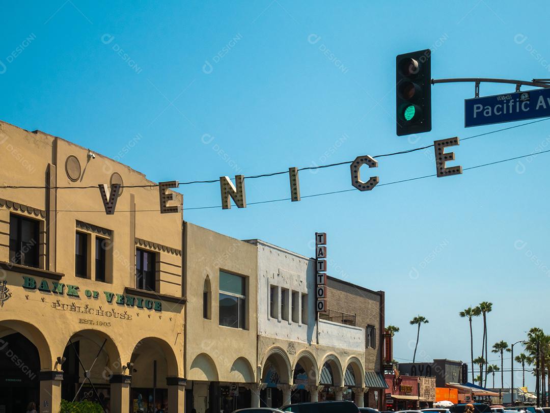 O sinal na entrada do calçadão de Veneza, na Califórnia.