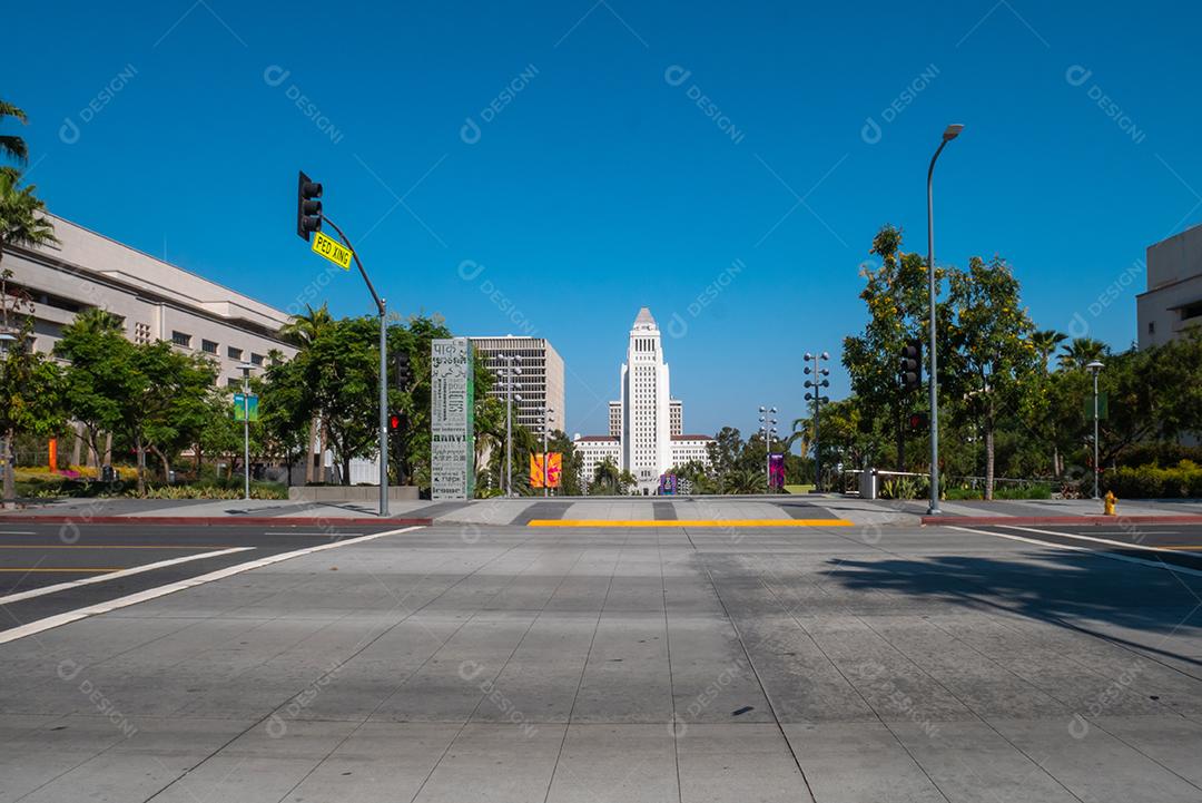 Vista das ruas do centro de Los Angeles.