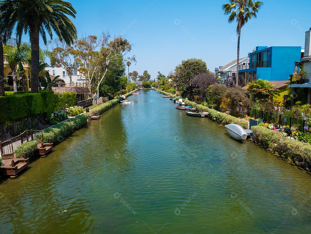 Bela vista dos canais de Venice Beach na Califórnia.