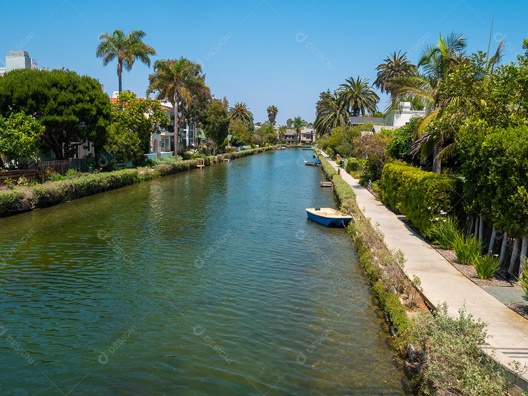 Bela vista dos canais de Venice Beach na Califórnia.