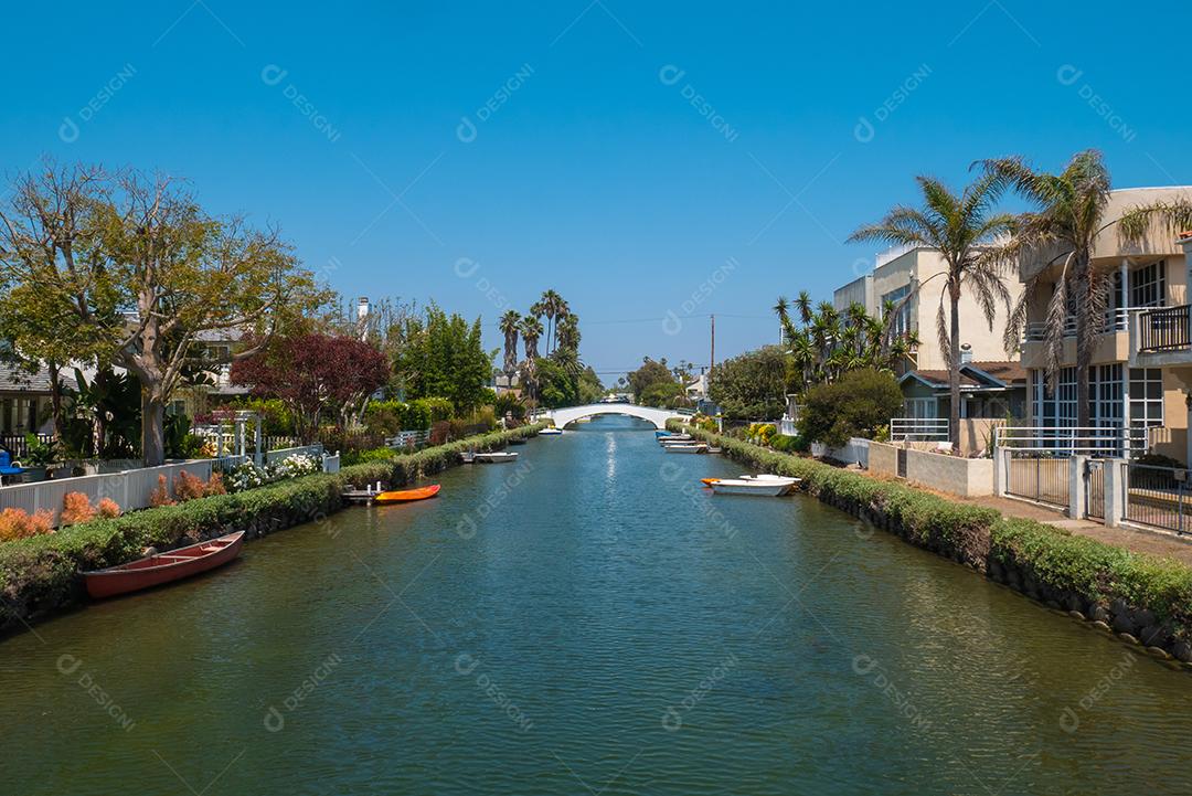 Bela vista dos canais de Venice Beach na Califórnia.