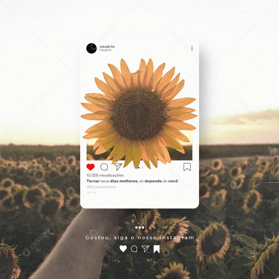 Social Media Tornar seus dias Melhores só Depende de Você Frase Motivacional PSD Editável