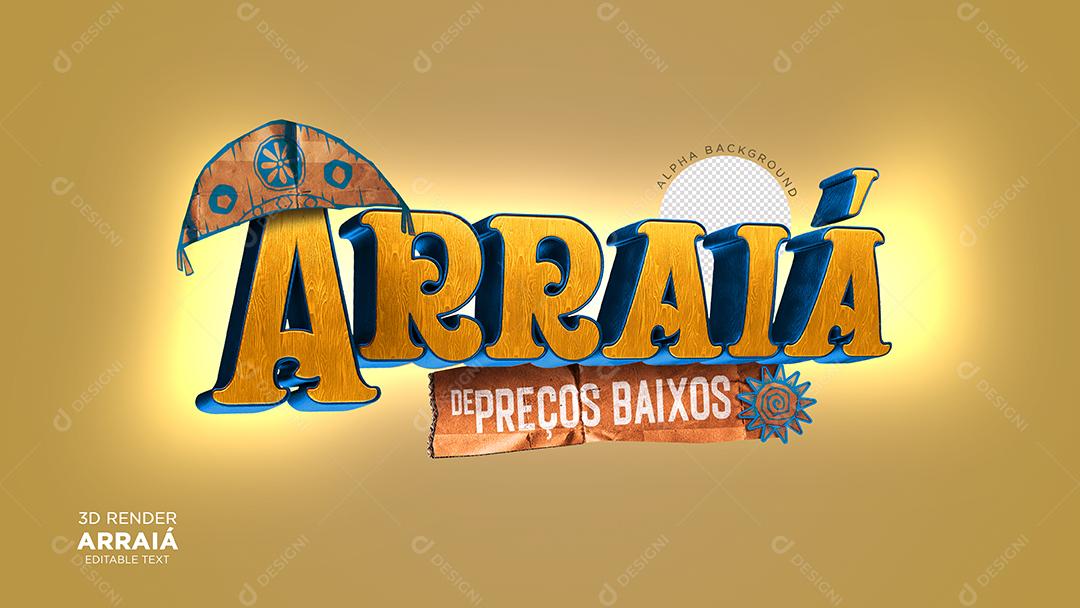 Selo 3D Arraiá de Preços Baixos Azul para Composição PSD