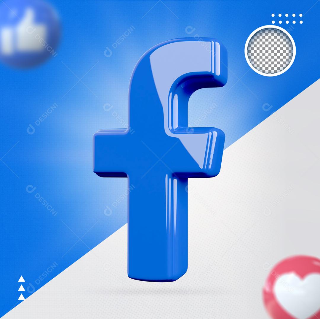 Facebook 3D Elemento Para Composição PSD
