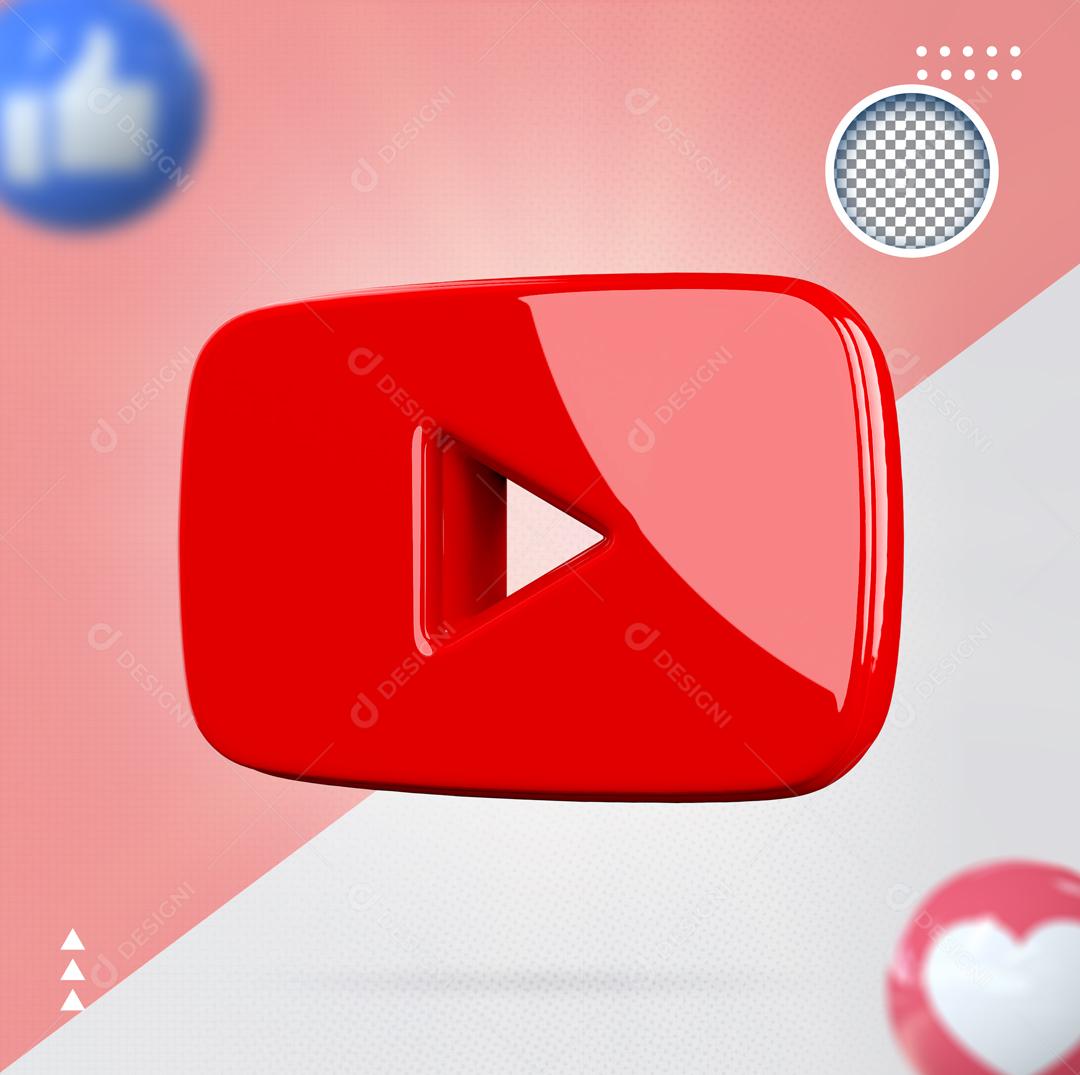 Youtube 3D Element For Composition PSD