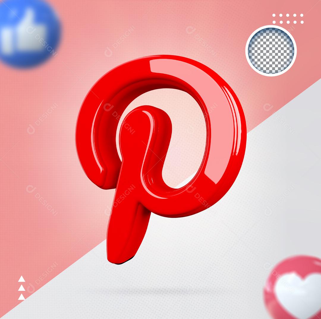 Pinterest 3D Elemento Para Composição PSD